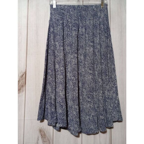Hilary Radley Skirt Ladies Small Blue White Midi Flowy Pull On Waist Comfortable - Picture 1 of 6